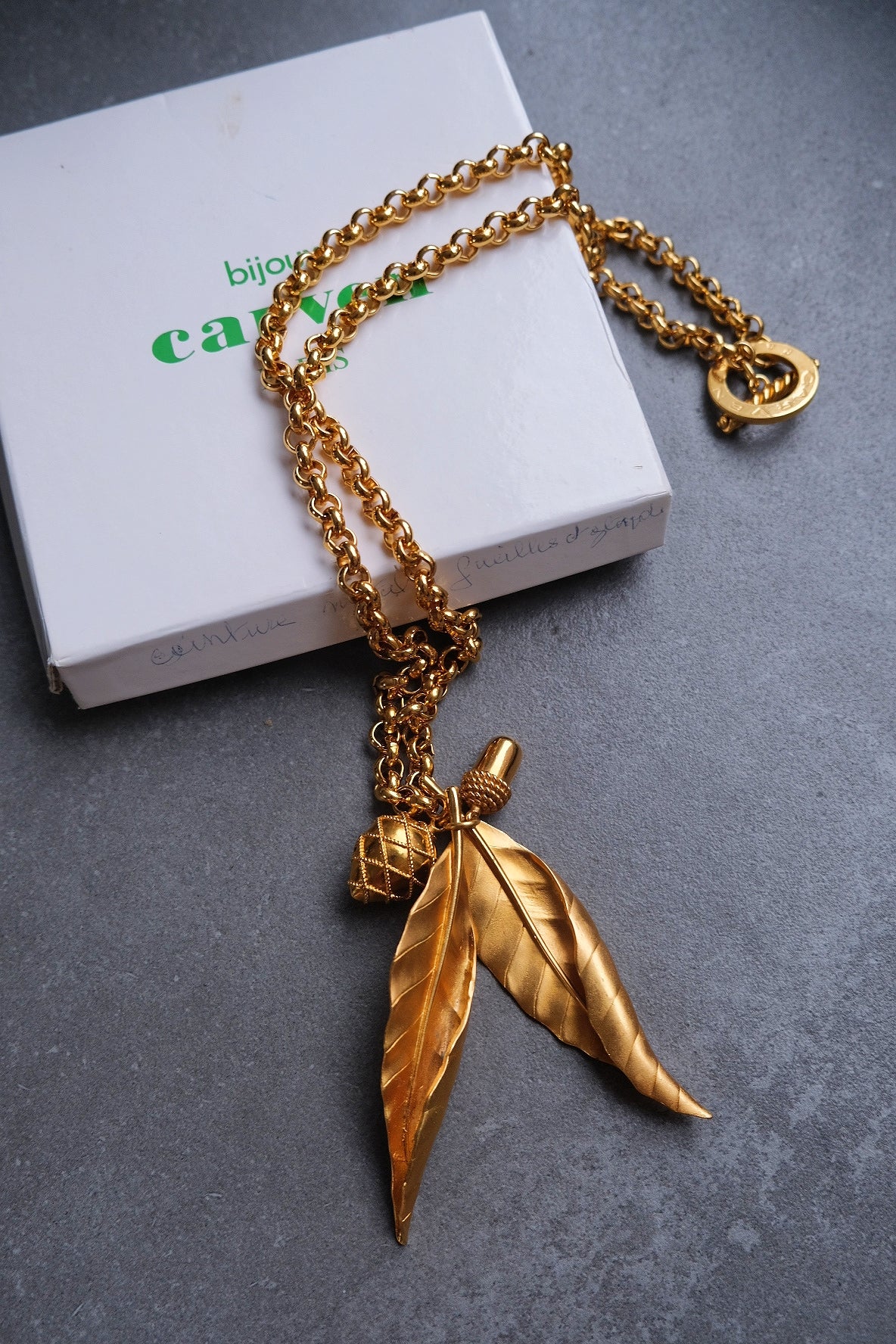 Carven Paris Statement leaf long necklace French Vintage necklace