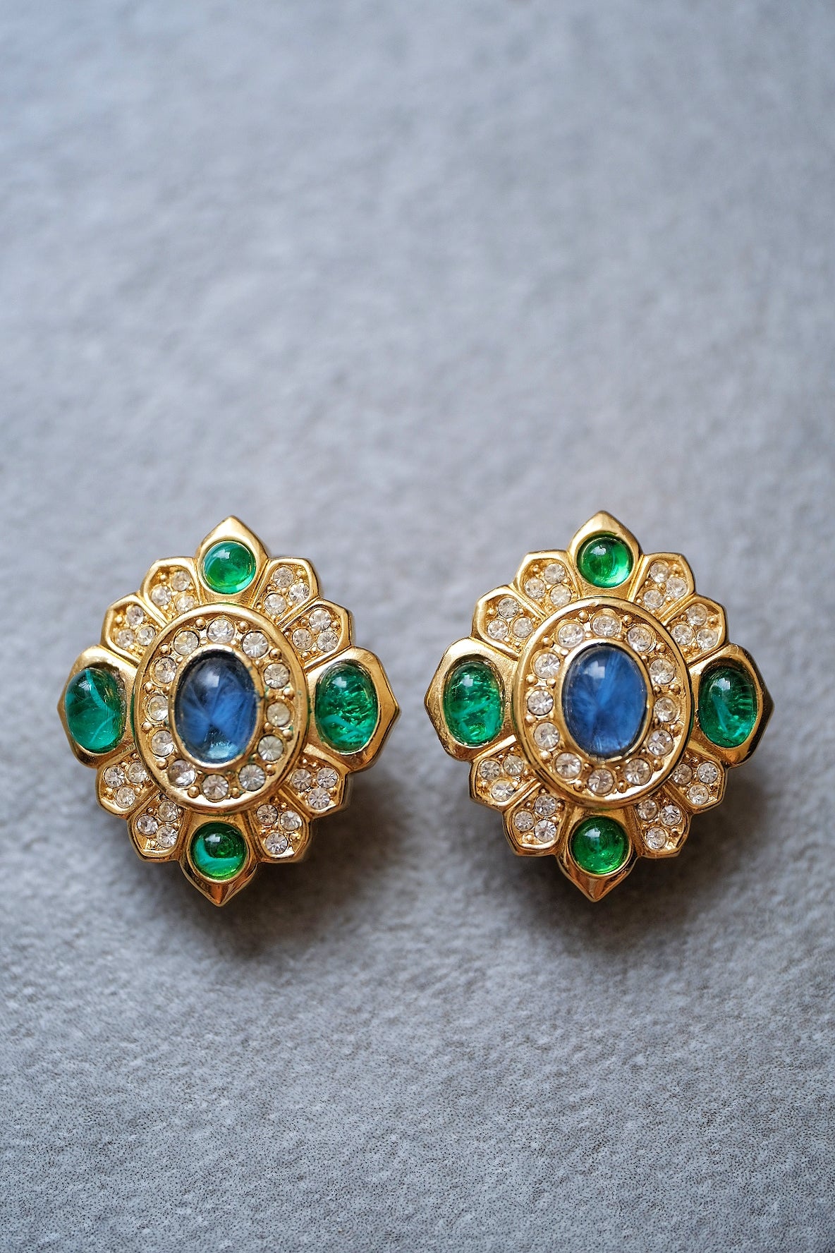 Christian Dior Imitation Emerald earclips vintage earrings