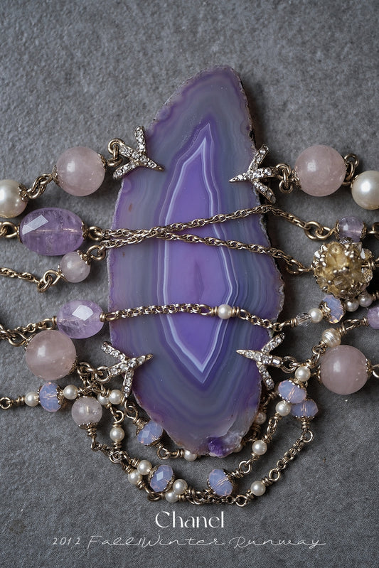 Chanel 2012 Fall/Winter Runway Agate Rock Crystal Necklace/Belt