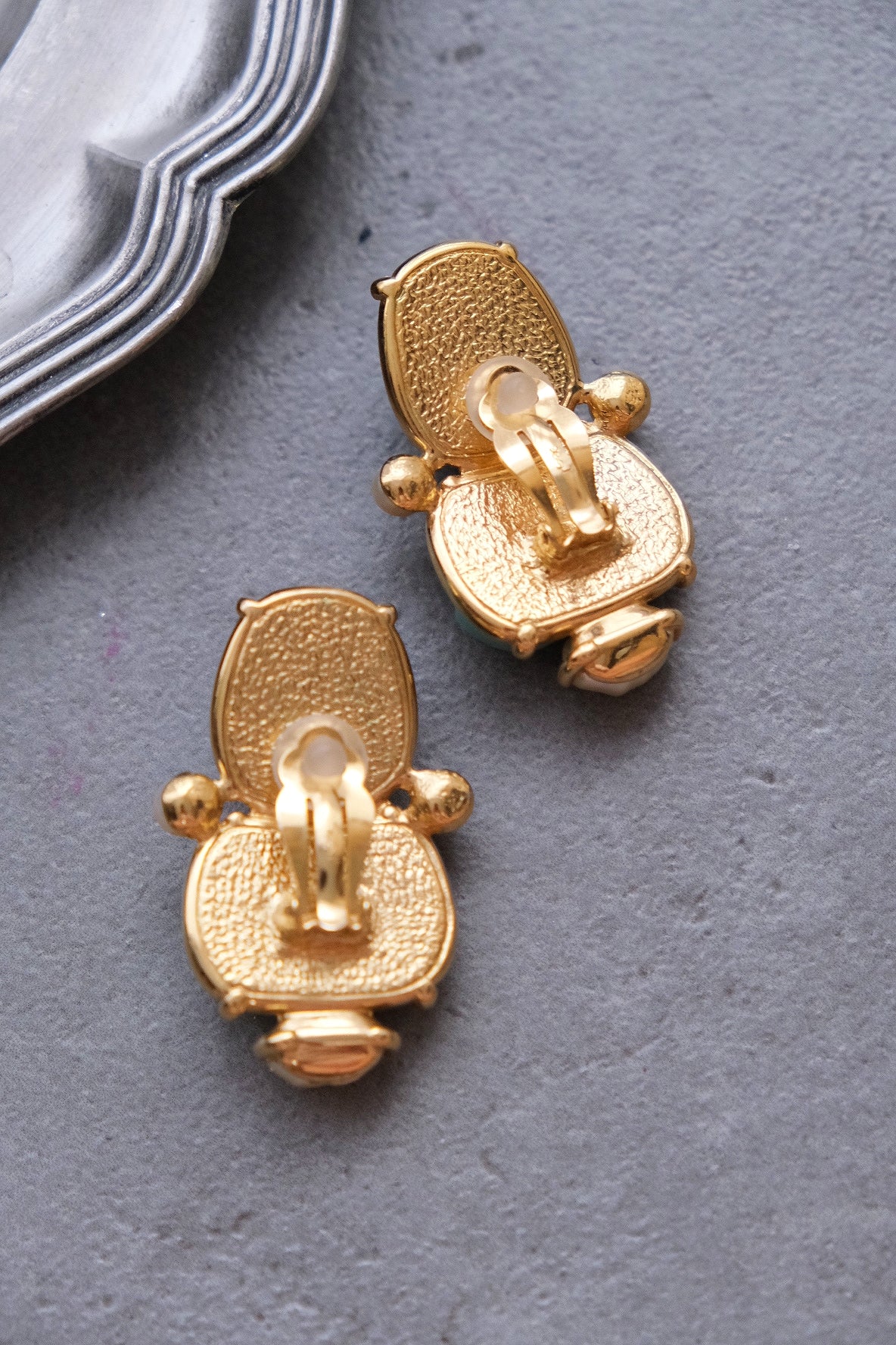 Yves Saint Laurent Bookpiece Turqoise Cabochon Earclips