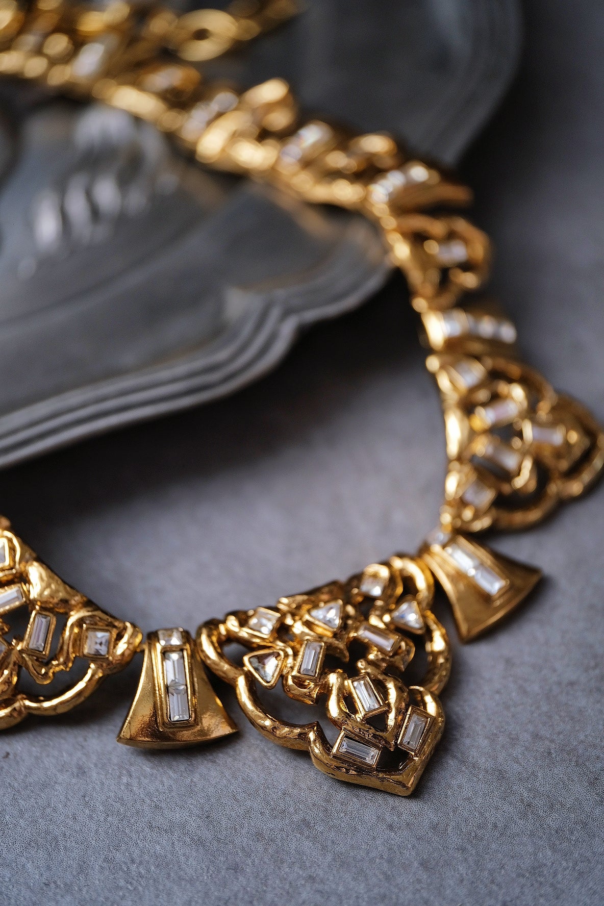 Yves Saint Laurent YSL vintage crystal collier chain necklace