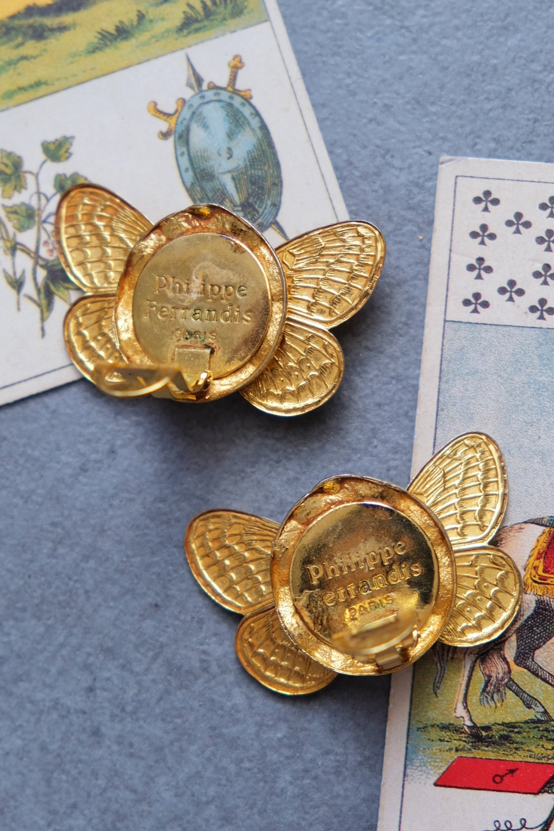 Philippe Ferrandis butterfly earclips Vintage earrings