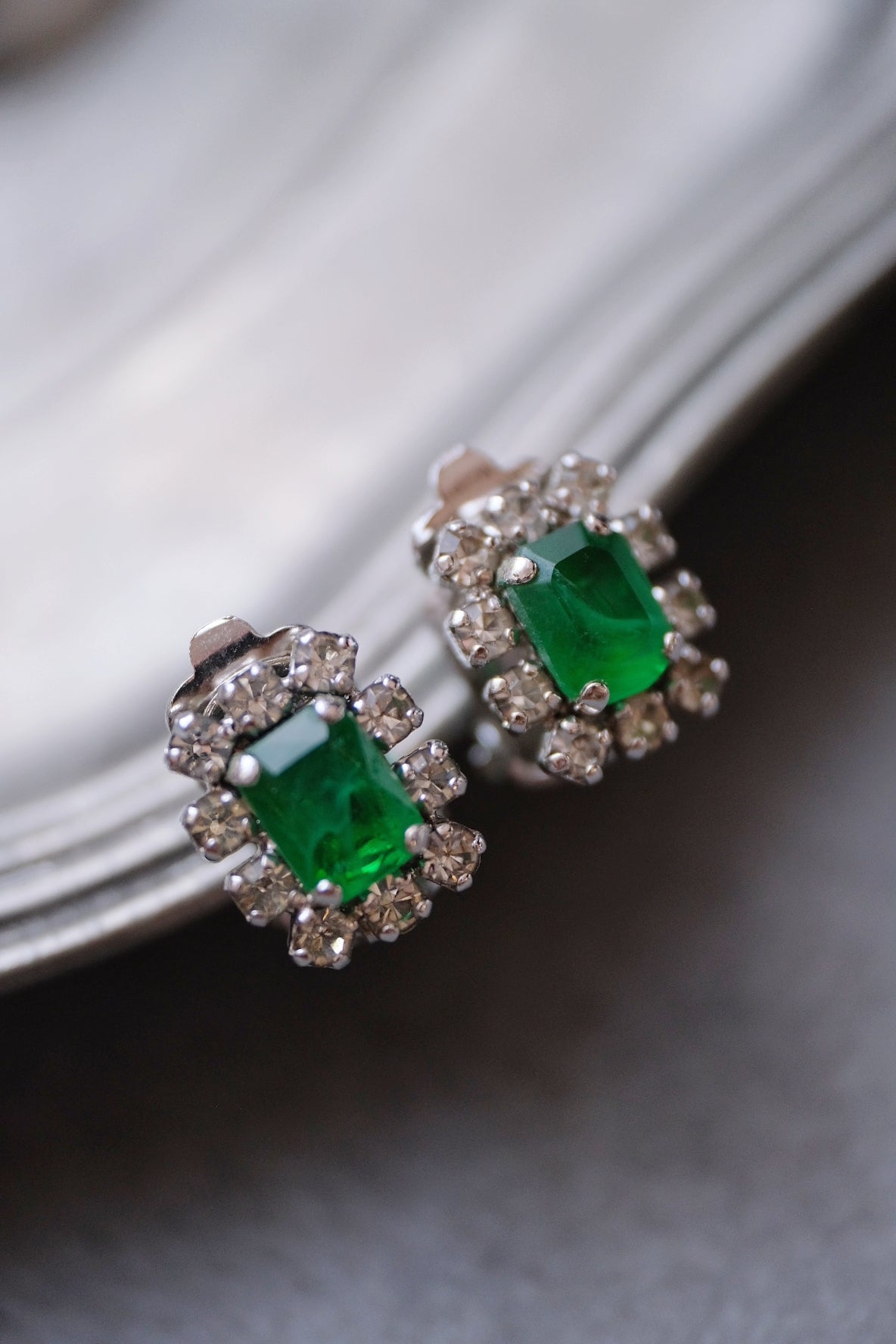 Christian Dior Imitation Emerald crystal Vintage Earclips