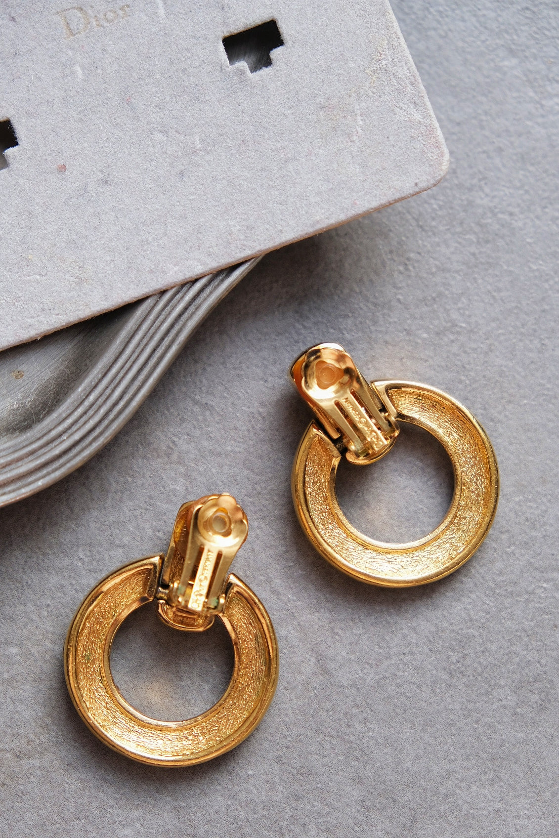 Christian Dior Hoop Crystal Vintage Ear clips Earrings