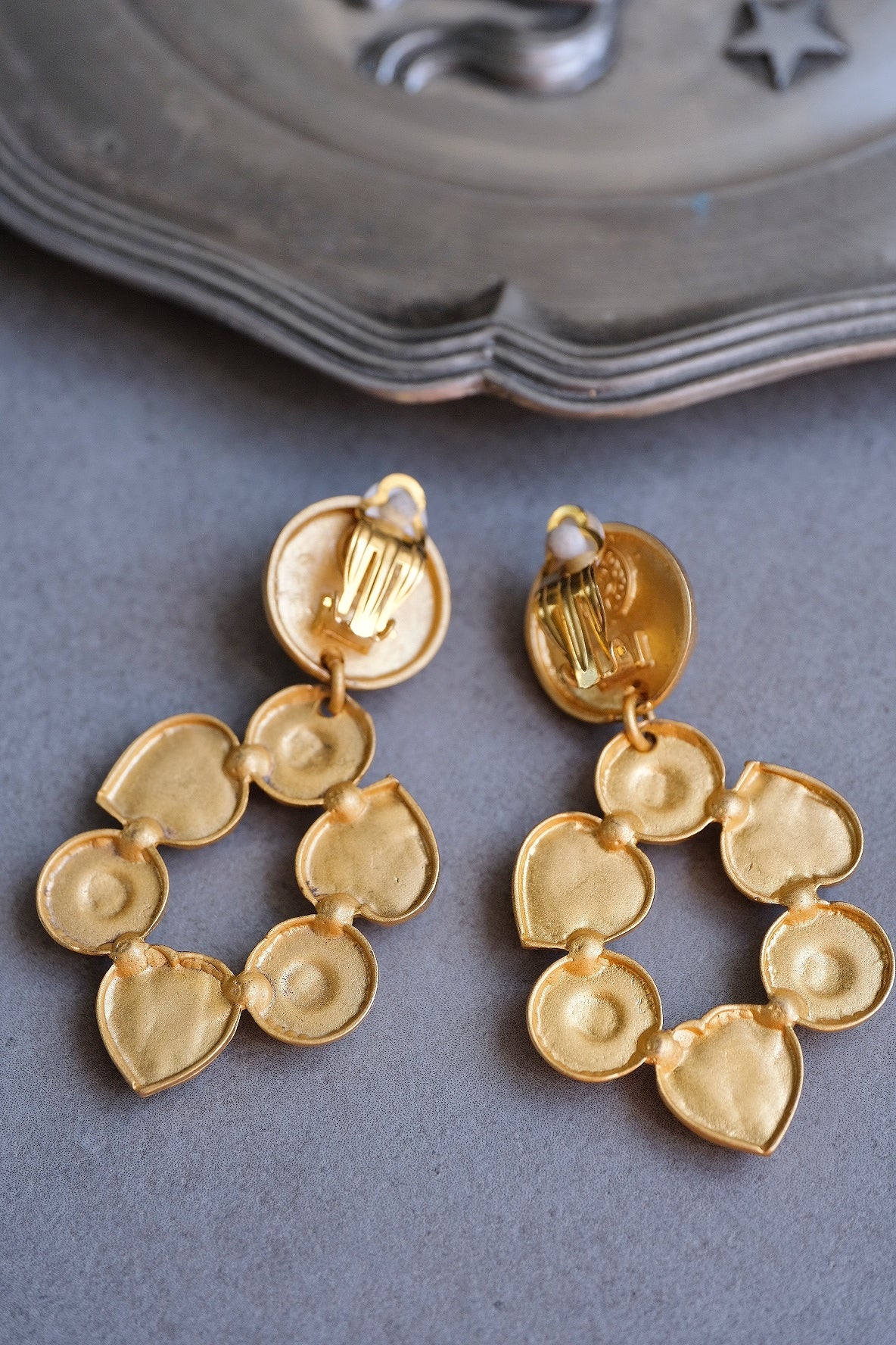 Edouard Rambaud Heart drop earclips Vintage Earrings