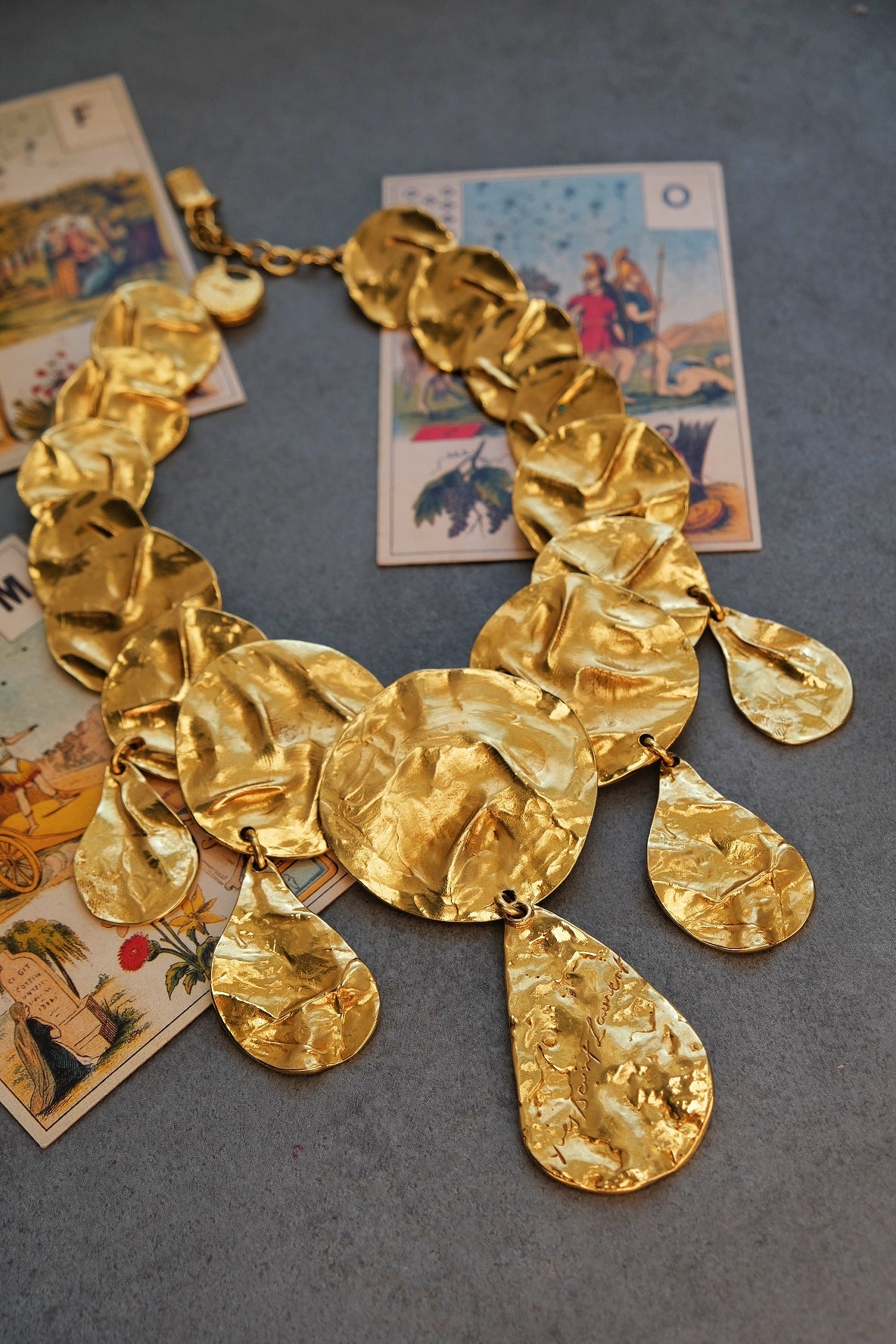 Yves Saint Laurent YSL opulent cumpled discs vintage pendant necklace