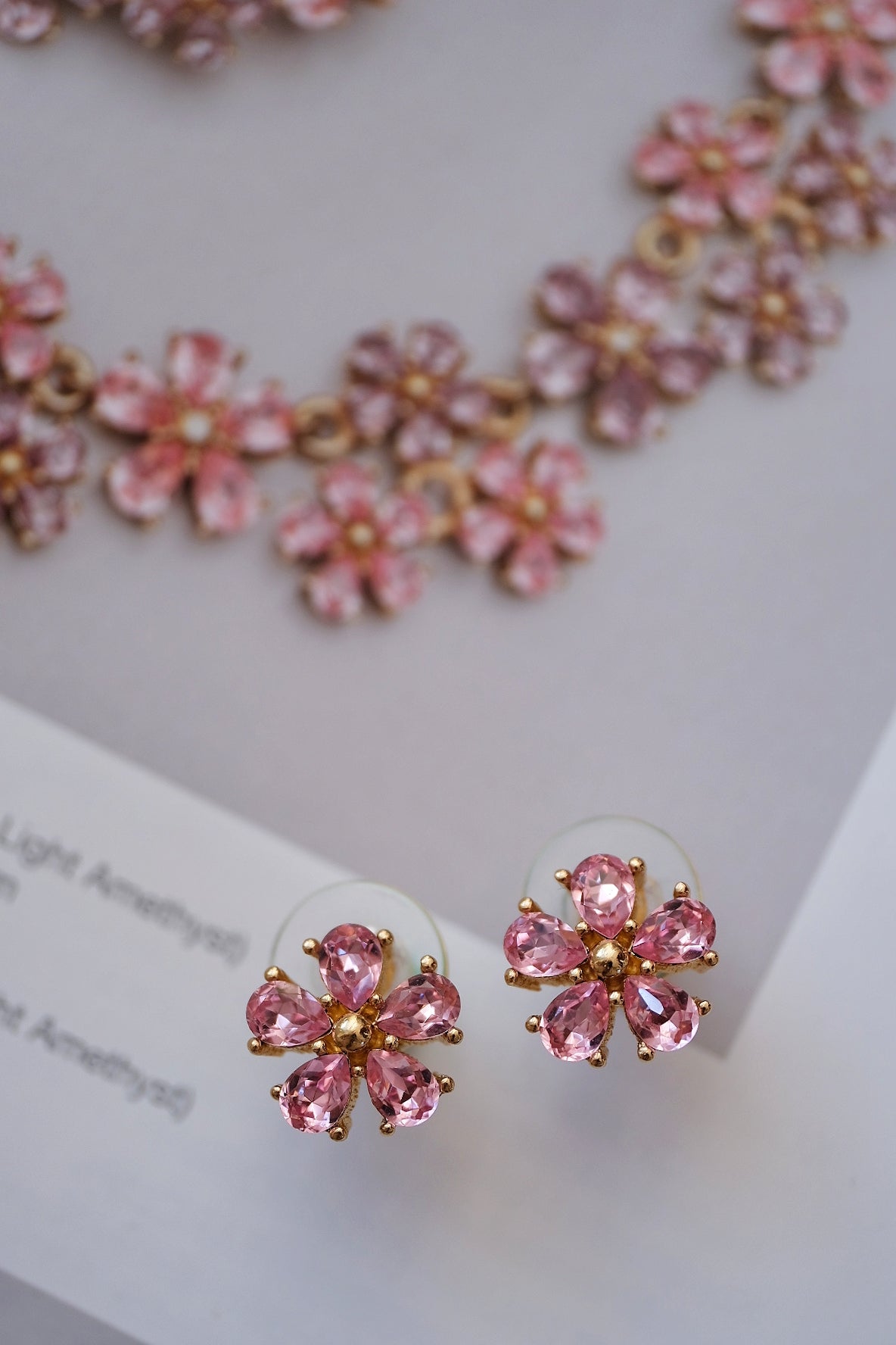 Christian Dior Bookpiece Pink Sakura Crystal Stud Vintage Earrings