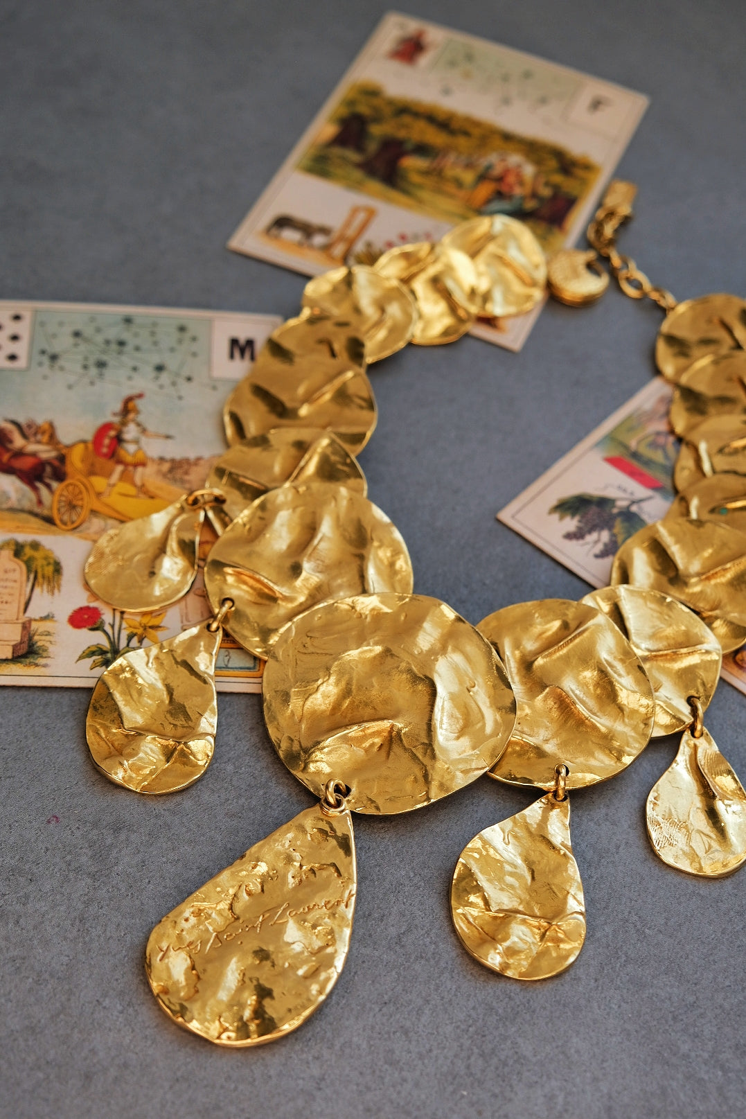 Yves Saint Laurent YSL opulent cumpled discs vintage pendant necklace