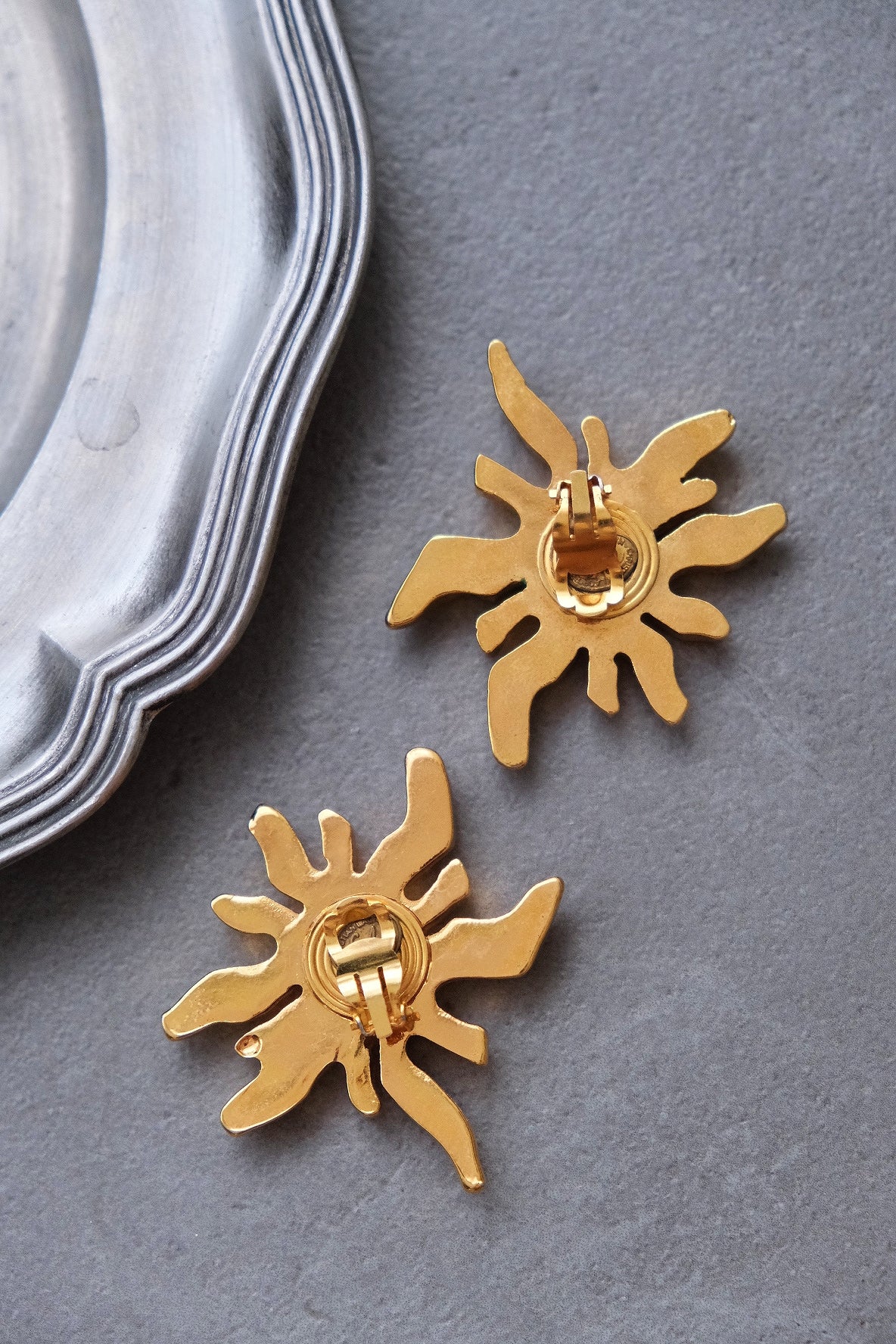 CHRISTIAN LACROIX Massive size Vintage sun ear clips statement earrings
