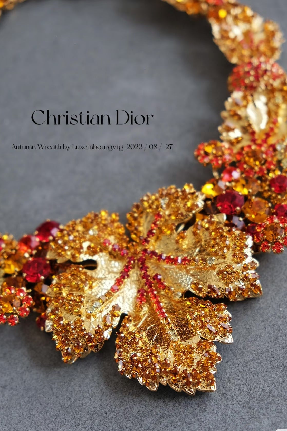 Christian Dior by Gianfrance Ferré Autumn leaf statement necklace