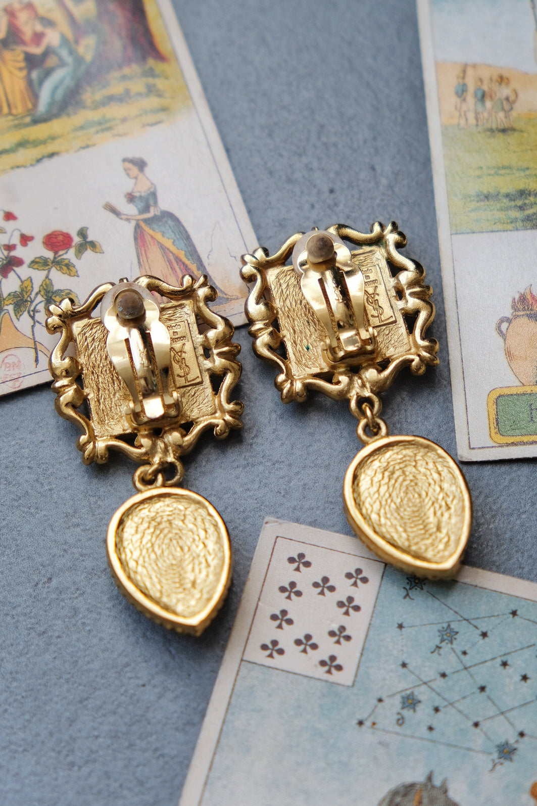 Yves Saint Laurent YSL vintage baroque dangle Earclips