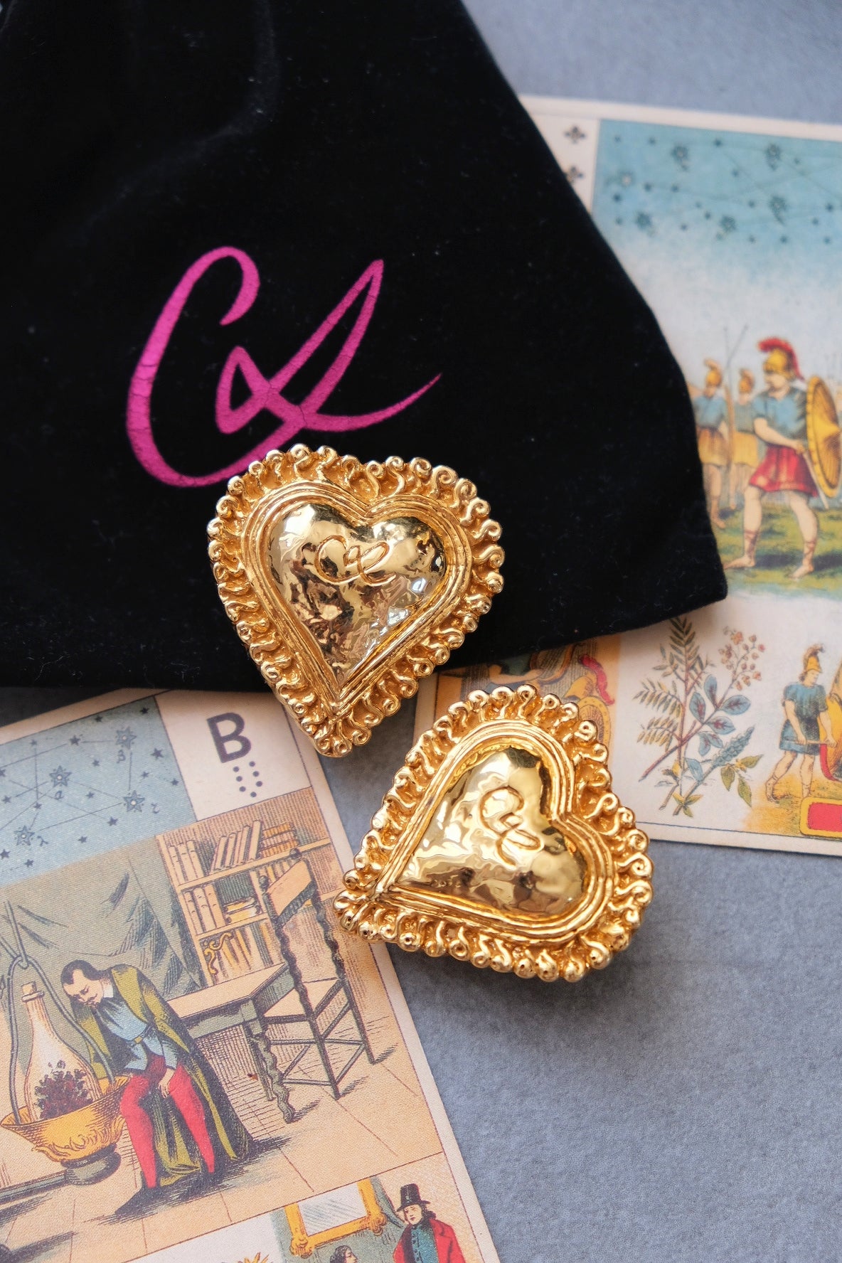 Christian Lacroix massive size heart earclips Statement Earrings