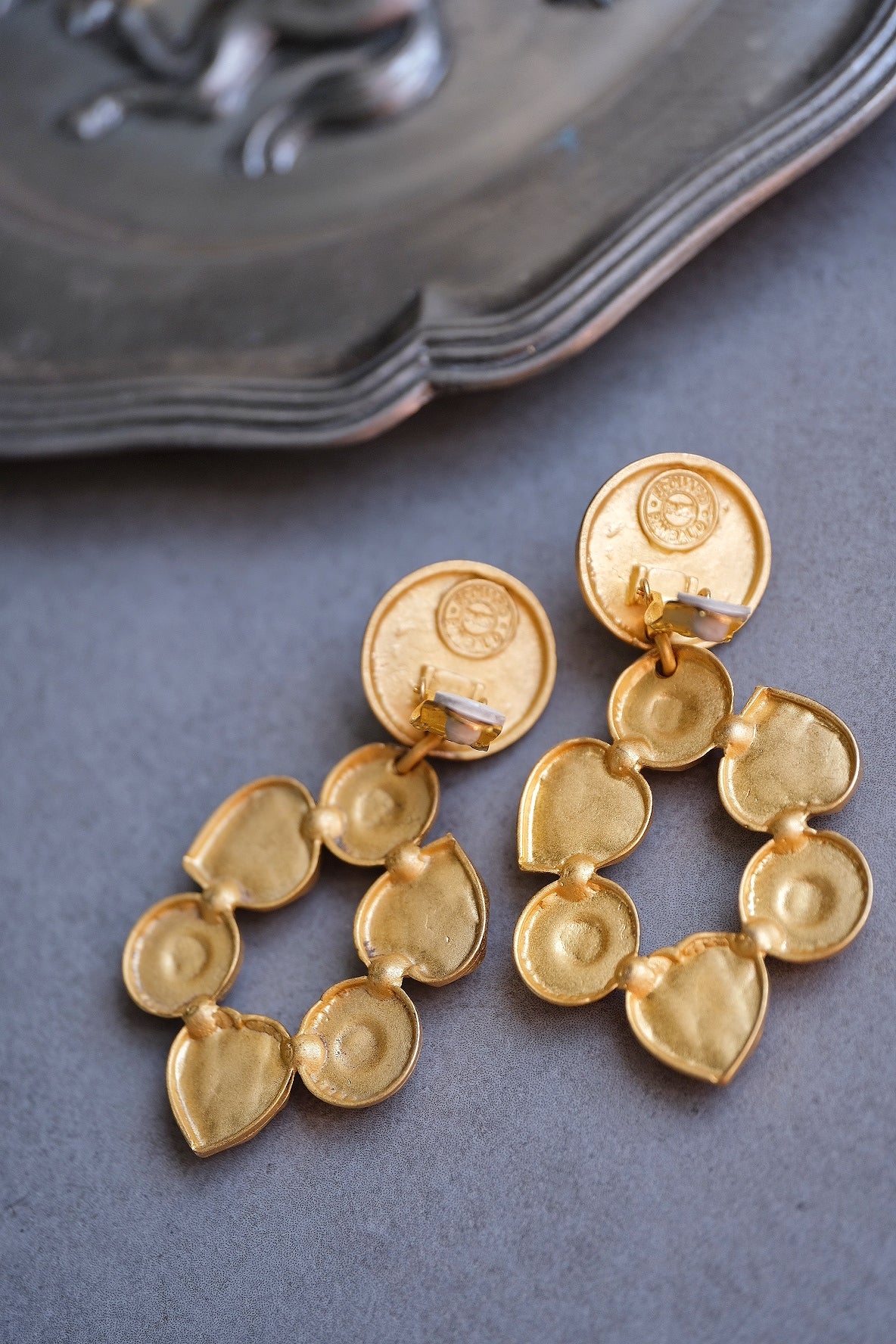 Edouard Rambaud Heart drop earclips Vintage Earrings