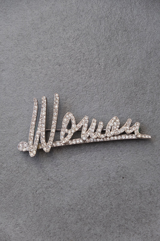 RESERVED SONIA RYKIEL "Woman" cursive font Vinatge Brooch Pin