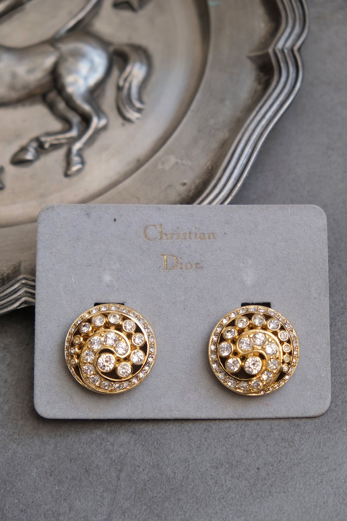 Christian Dior crystal Vintage Ear clips Earrings