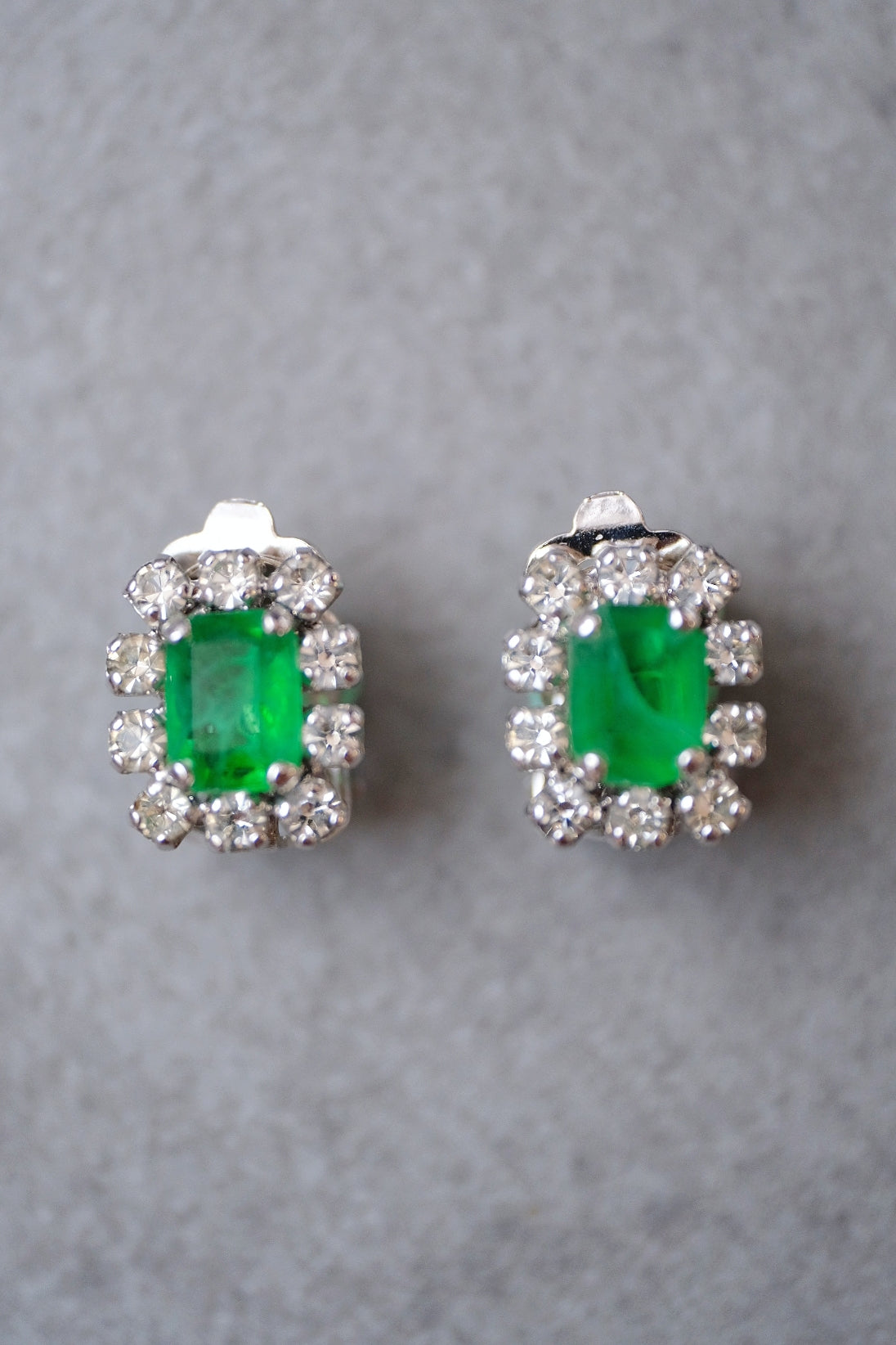 Christian Dior Imitation Emerald crystal Vintage Earclips