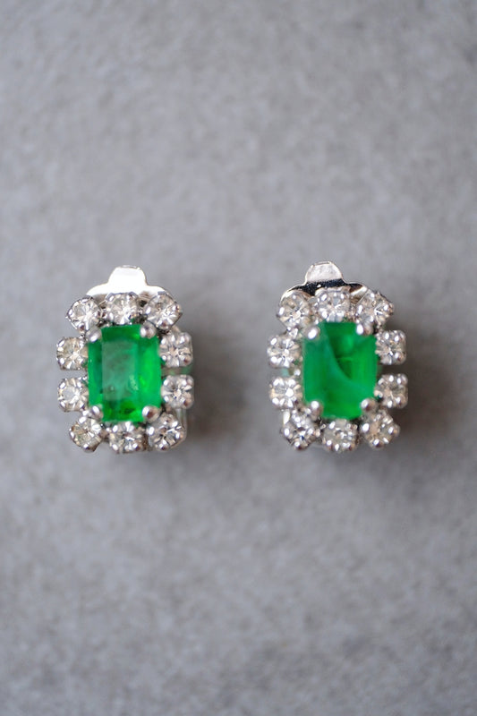 Christian Dior Imitation Emerald crystal Vintage Earclips