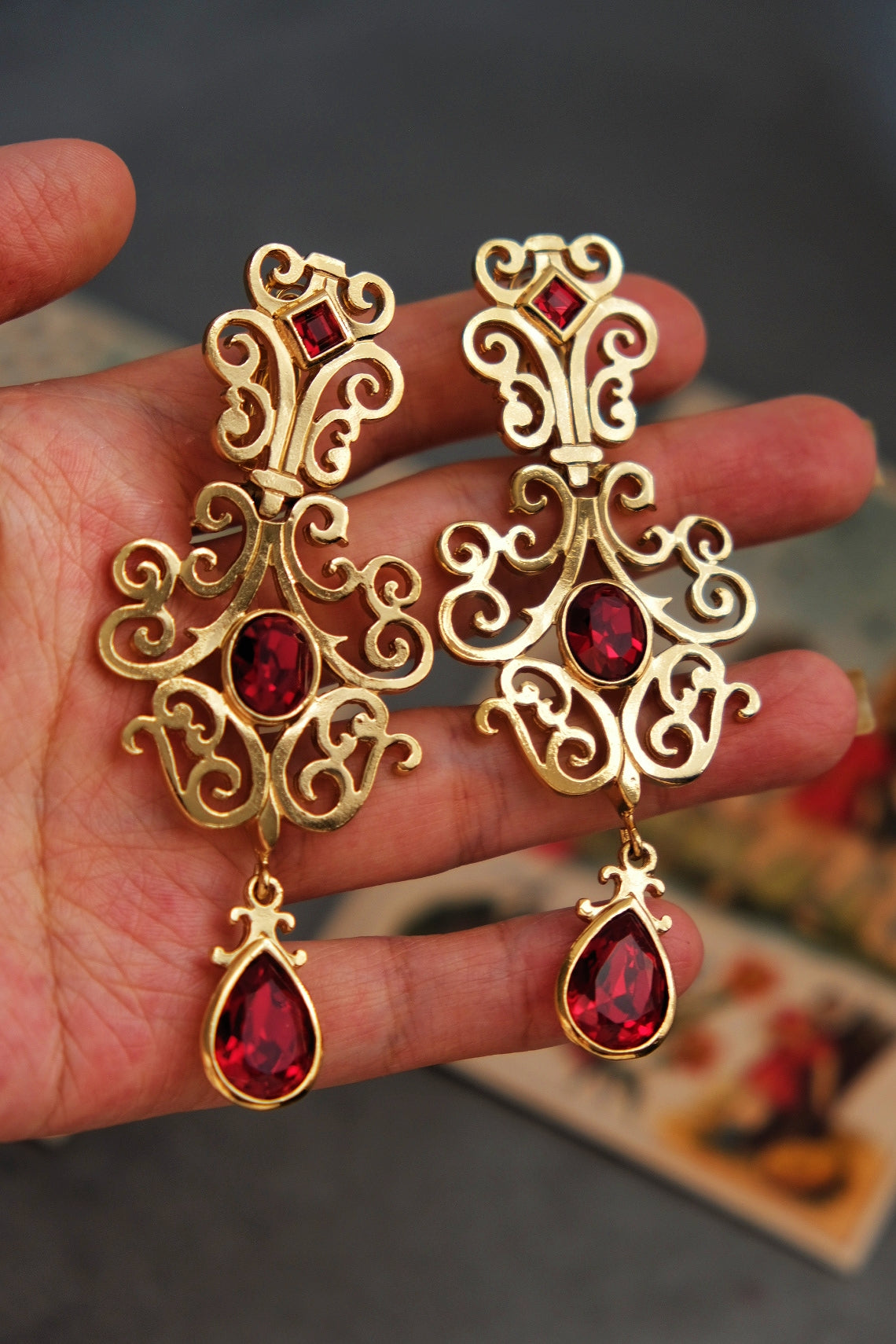 Yves Saint Laurent YSL vintage massive size palace style Earclips Statement earrings