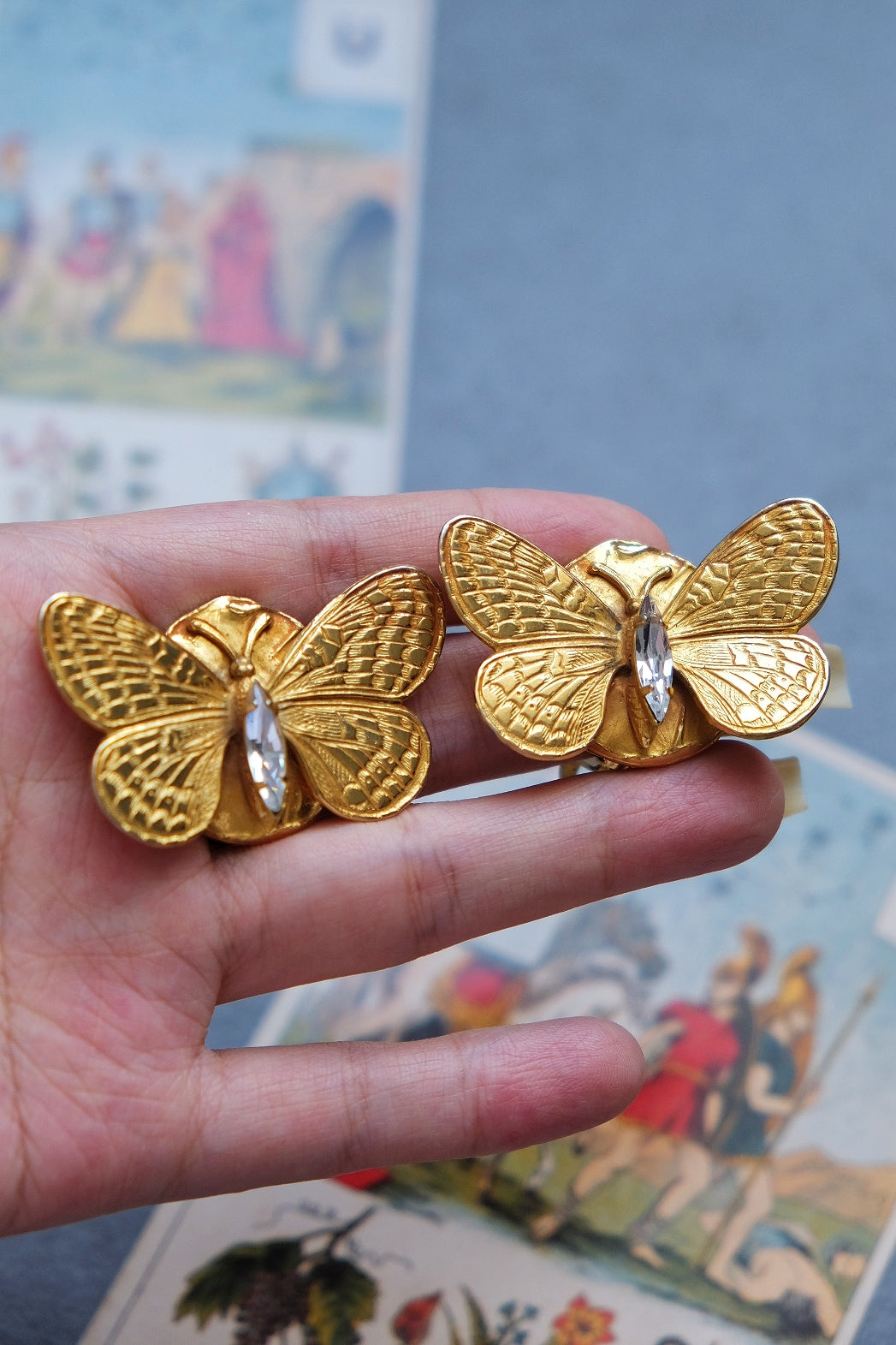 Philippe Ferrandis butterfly earclips Vintage earrings