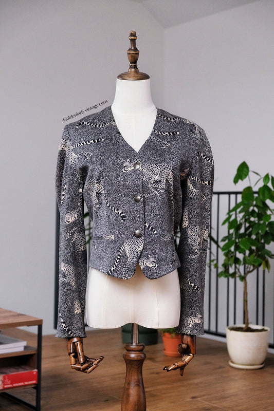 Kenzo Ink Painted Leopard Vintage Blazer Kenzo Jungle