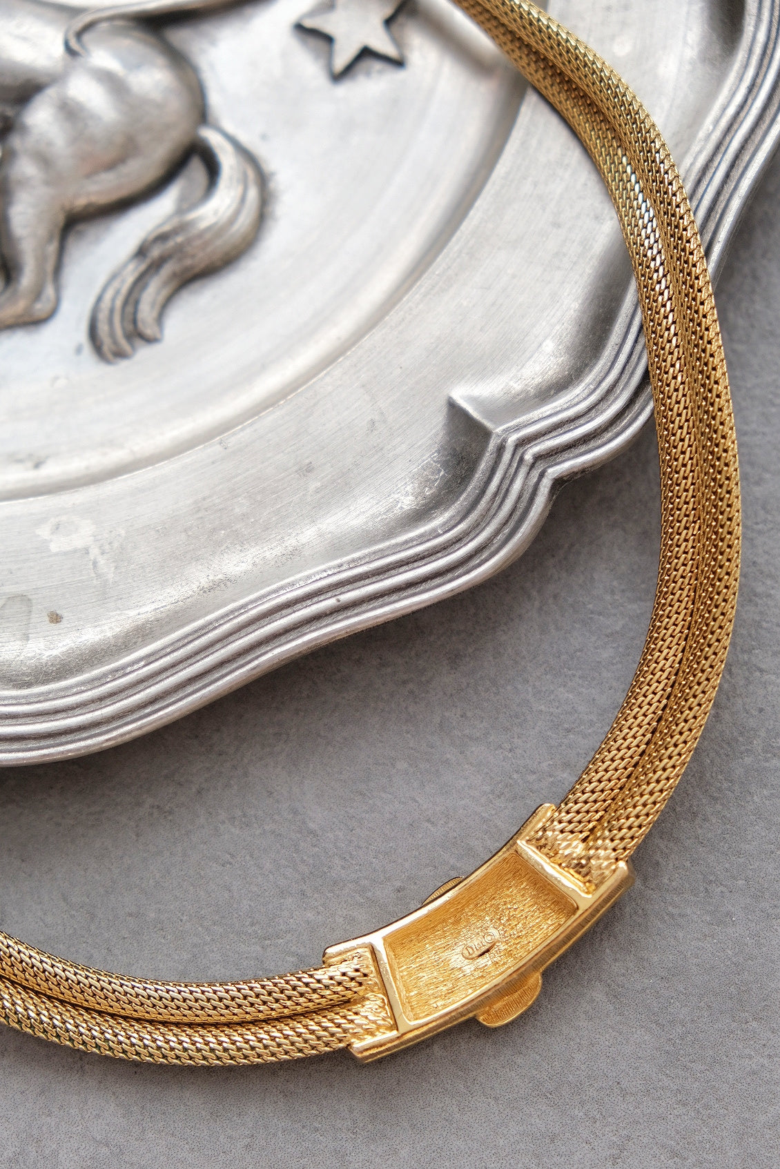 CHRISTIAN DIOR belt buckle chocker necklace French Vintage necklace