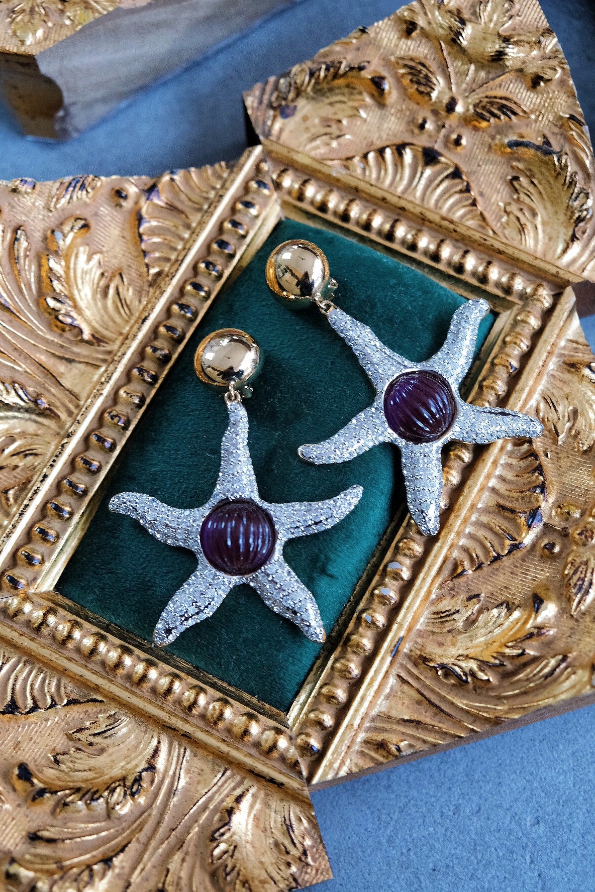 VALENTINO Starfish Rhinestone Statement Vintage Ear Clips