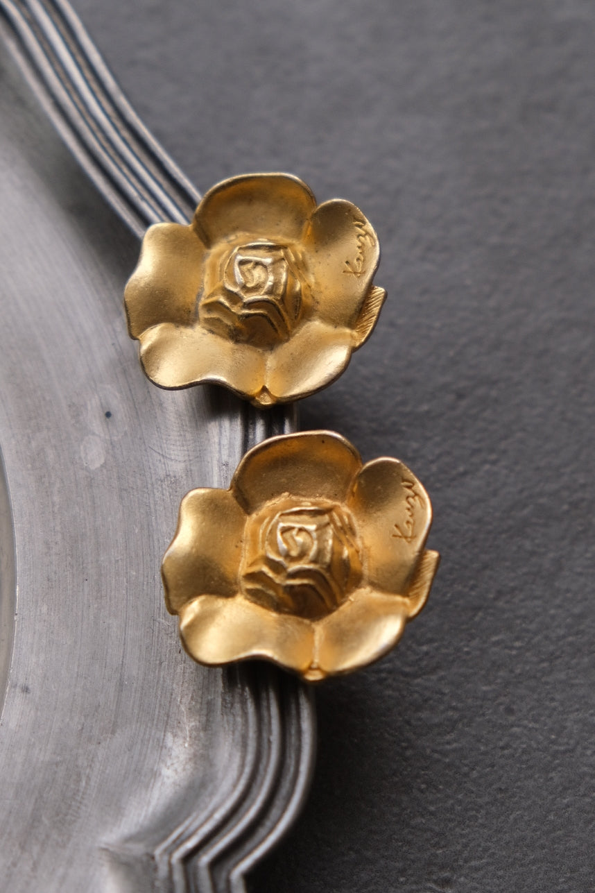 KENZO PARIS camellia flower clip on earrings vintage earrings vintage ear clips