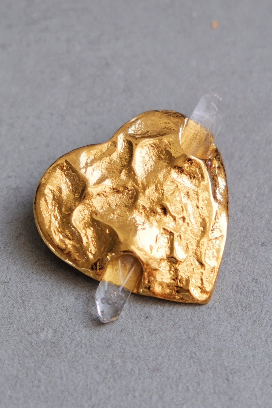 Yves Saint Laurent YSL vintage heart rock crystal brooch