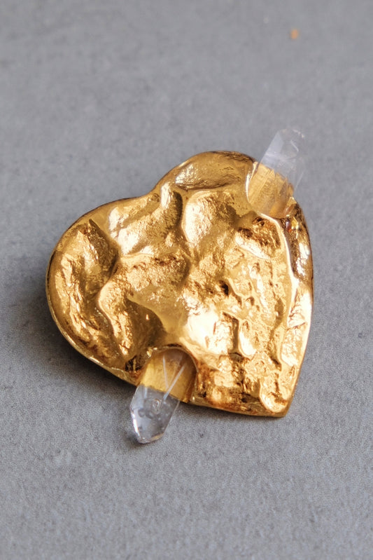 Yves Saint Laurent YSL vintage heart rock crystal brooch