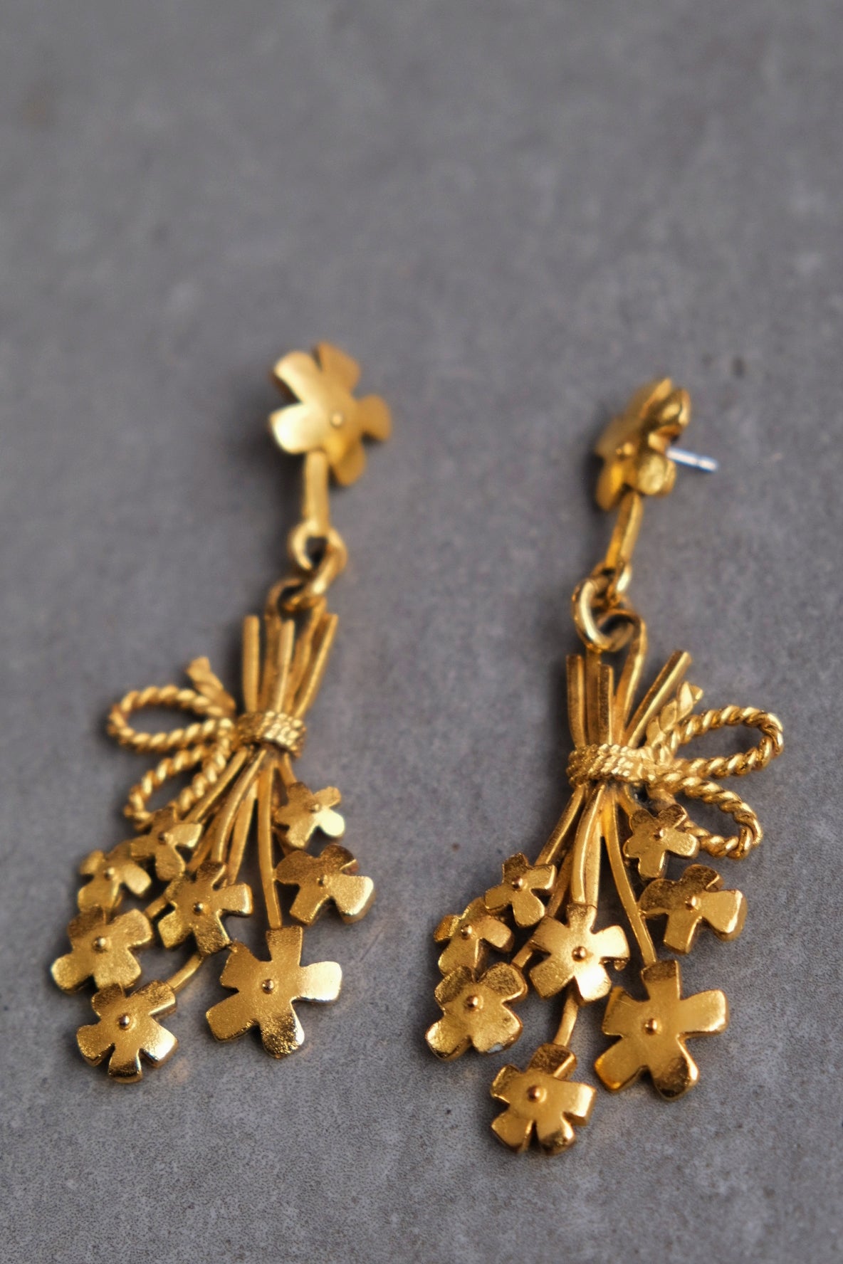 Ines de la Fressange flower bucket Statement Vintage Earrings