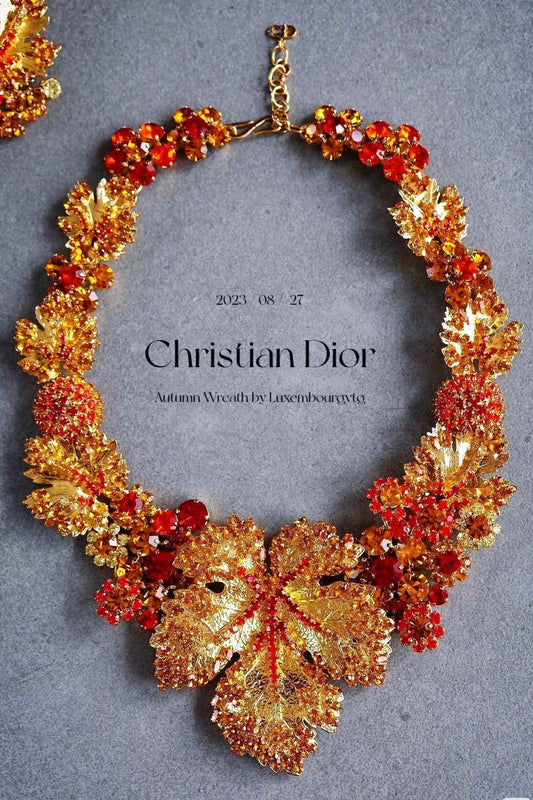 Christian Dior by Gianfrance Ferré Autumn leaf statement necklace