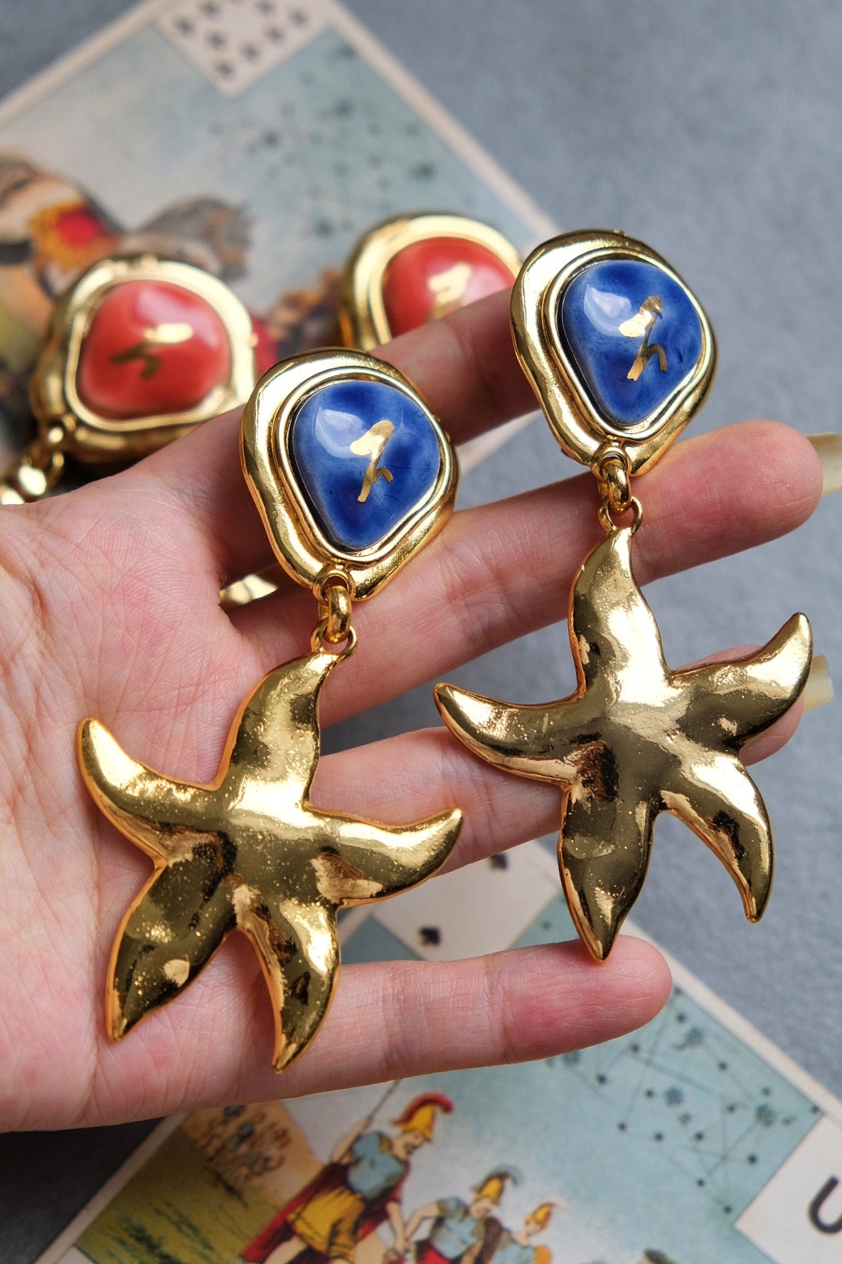 Edouard Rambaud Starfish / Seasnail Statement Vintage Ear clips Statemenr Earrings