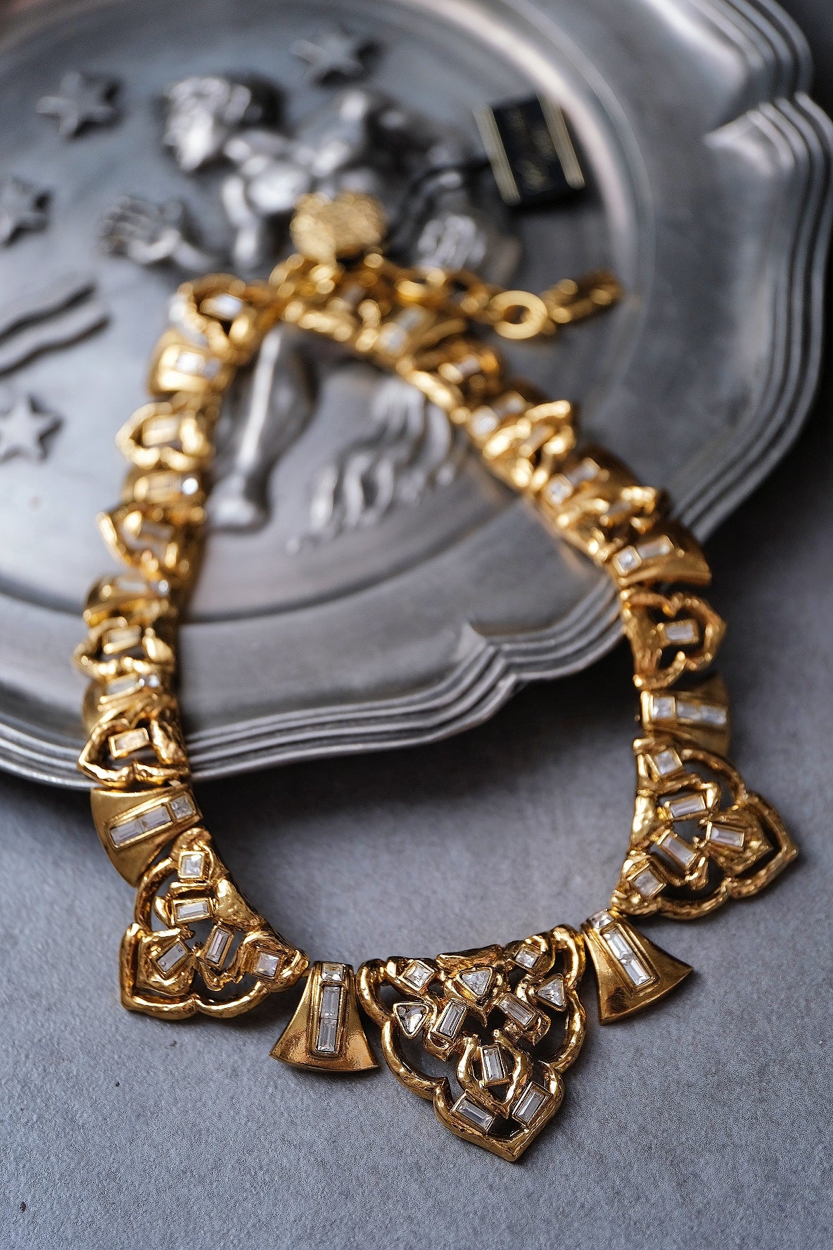 Yves Saint Laurent YSL vintage crystal collier chain necklace