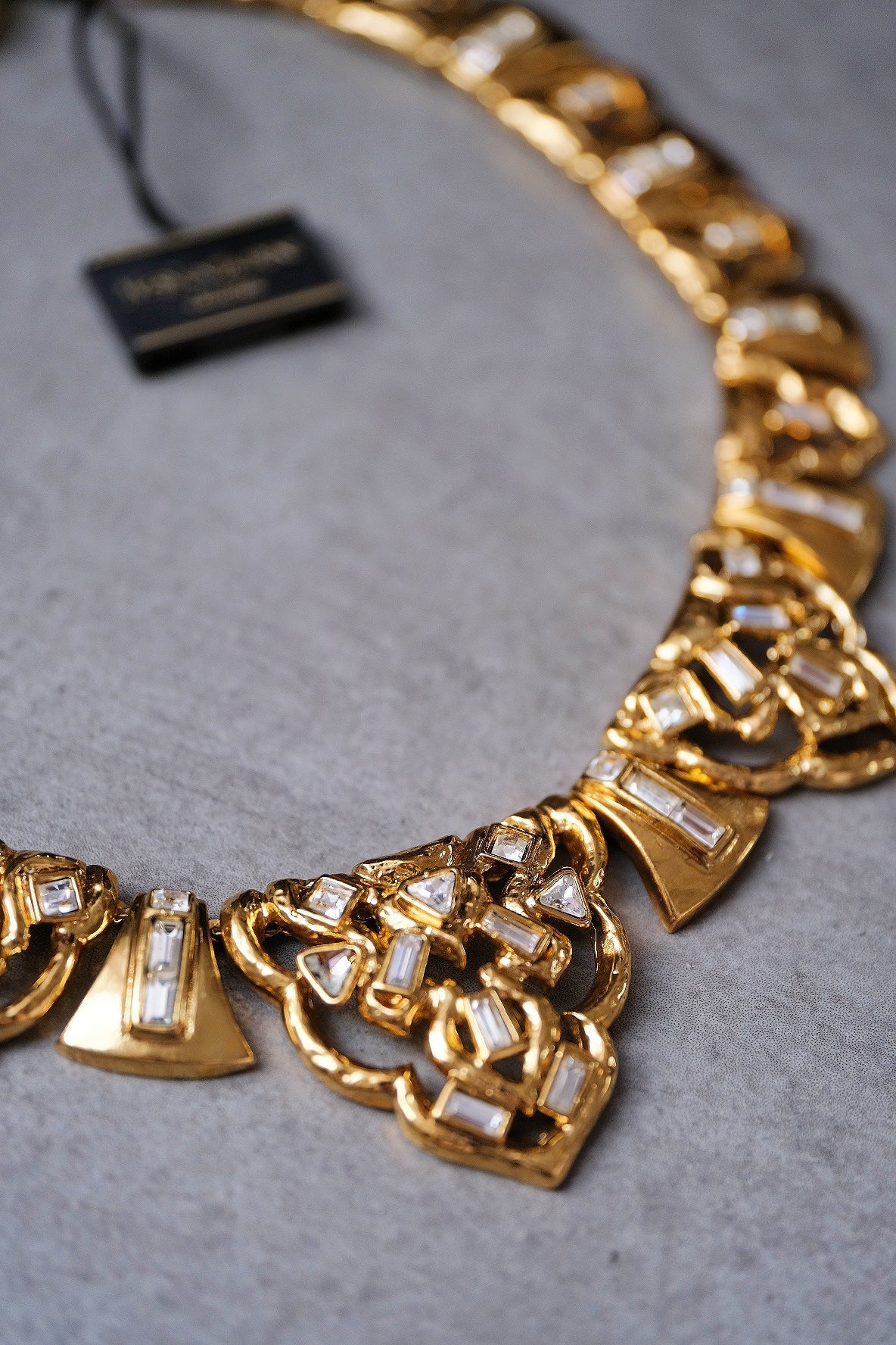 Yves Saint Laurent YSL vintage crystal collier chain necklace
