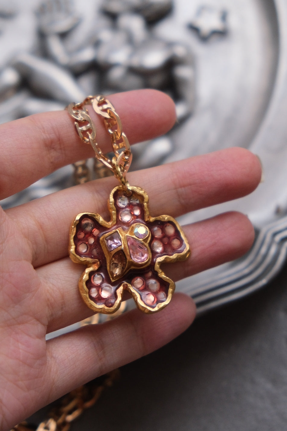 CHRISTIAN LACROIX Vintage Flower Chain Necklace