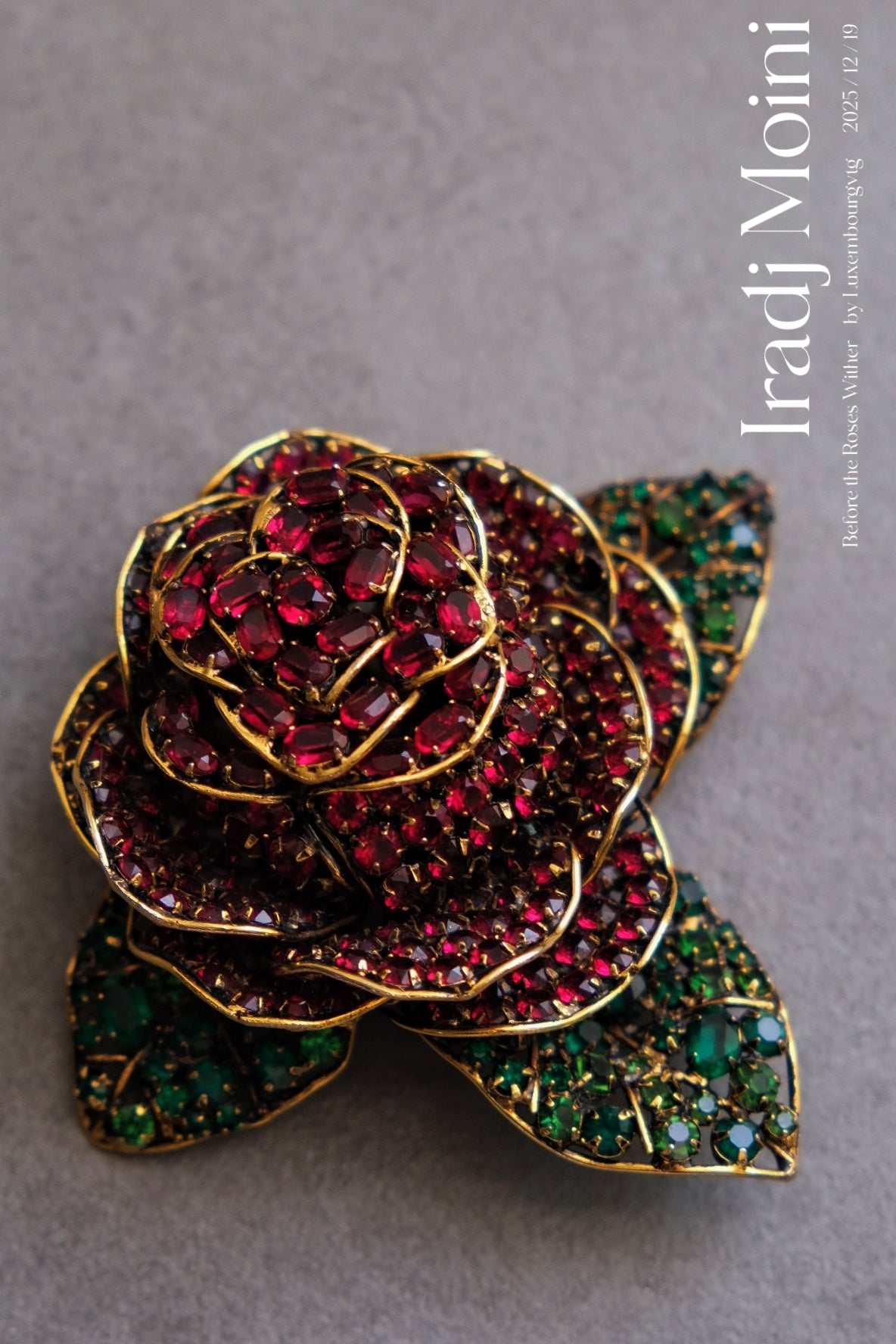 IRADJ MOINI massive size Vintage Brooch natural stone Trembling Rose Vintage pin