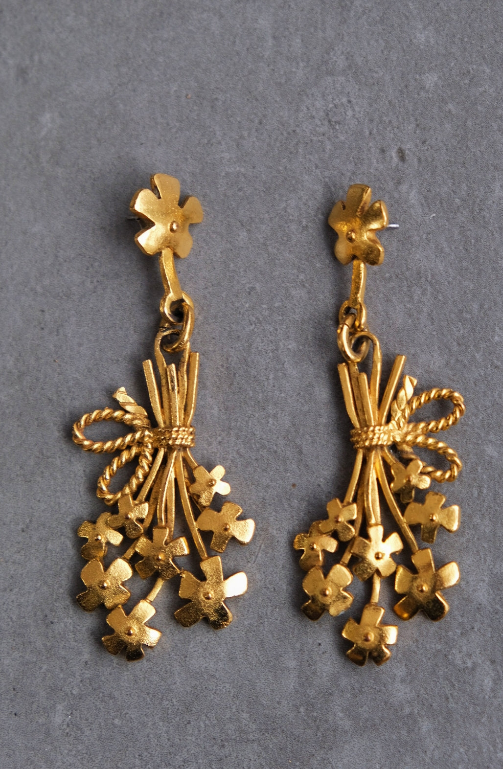 Ines de la Fressange flower bucket Statement Vintage Earrings
