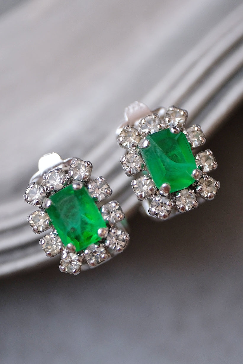 Christian Dior Imitation Emerald crystal Vintage Earclips