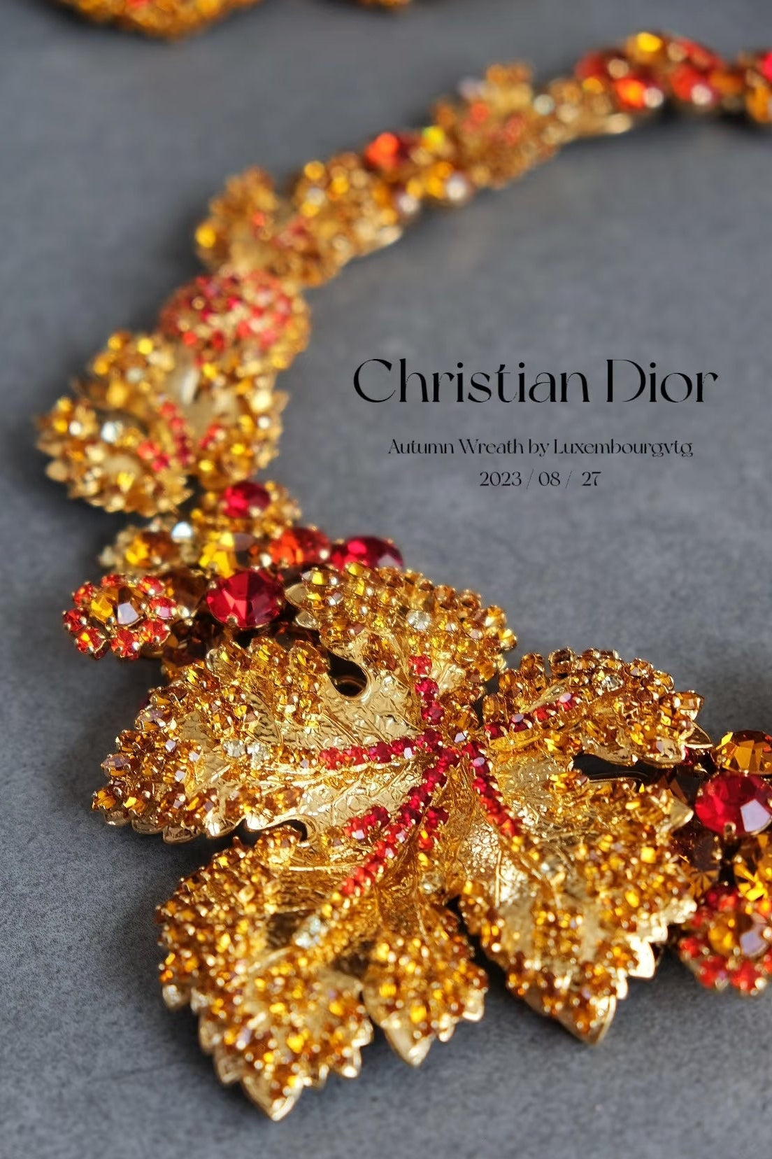 Christian Dior by Gianfrance Ferré Autumn leaf statement necklace