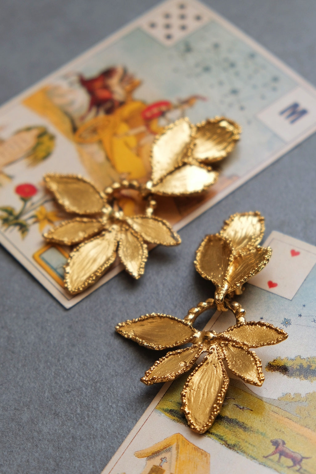 Yves Saint Laurent YSL massive size vintage flower Earclips Statement earrings