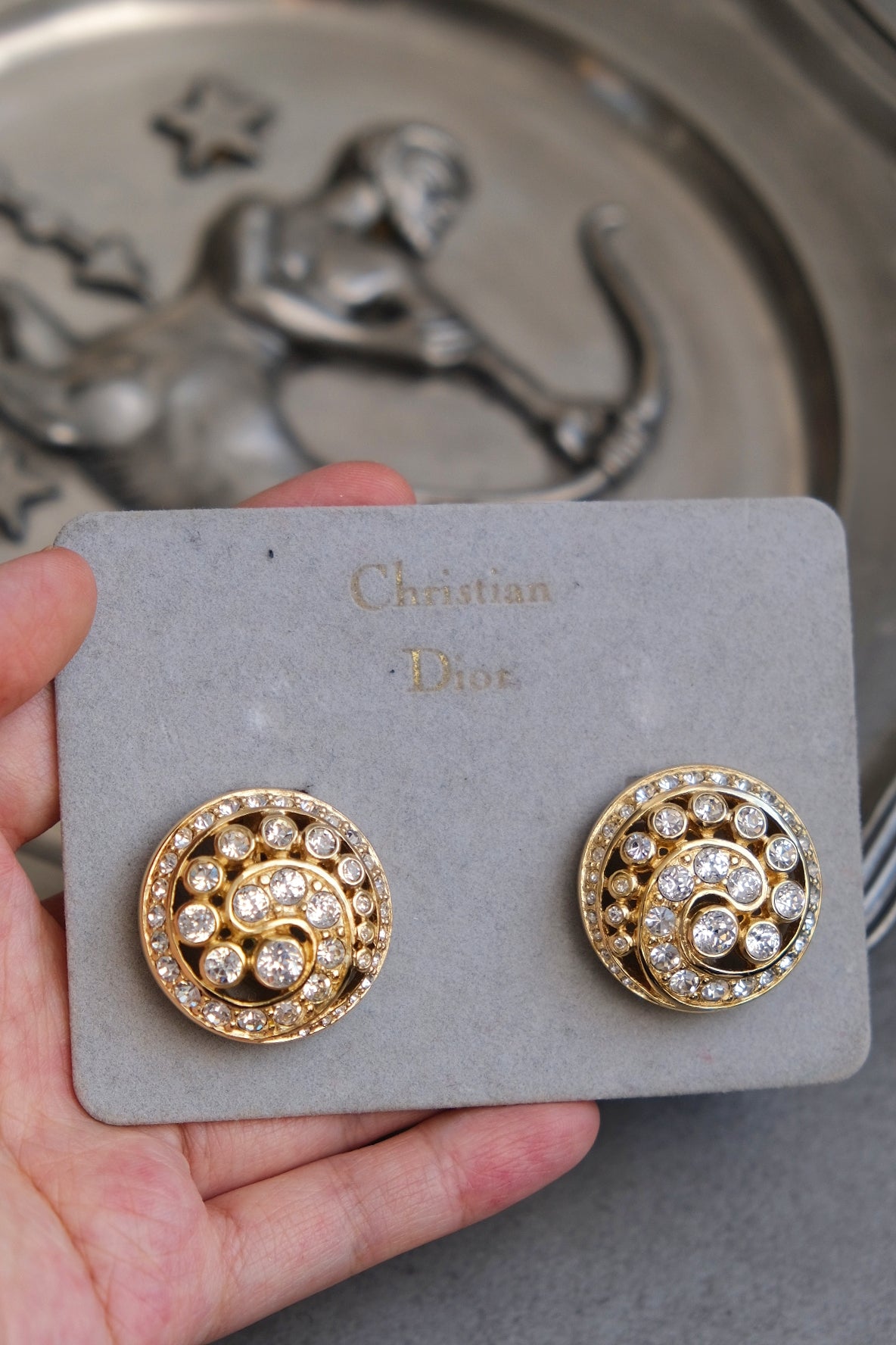 Christian Dior crystal Vintage Ear clips Earrings