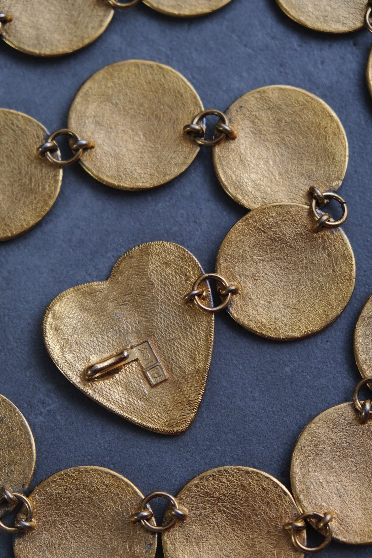 Yves Saint Laurent book piece YSL vintage gold coin chain necklace/belt
