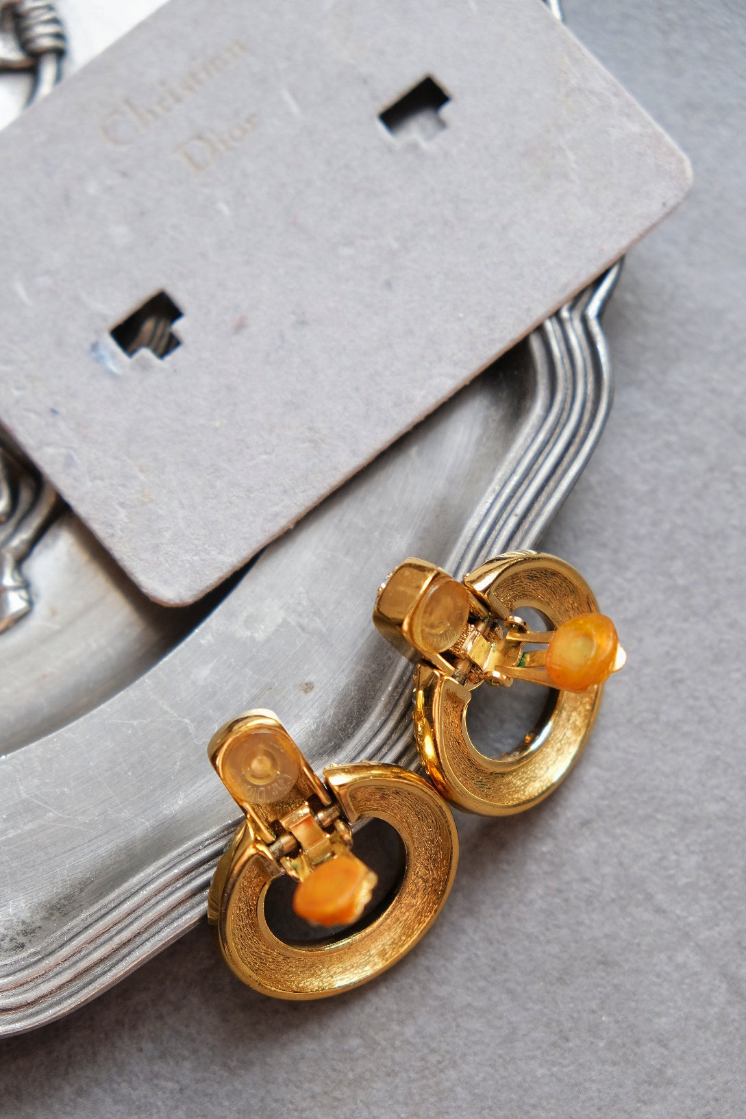 Christian Dior Hoop Crystal Vintage Ear clips Earrings