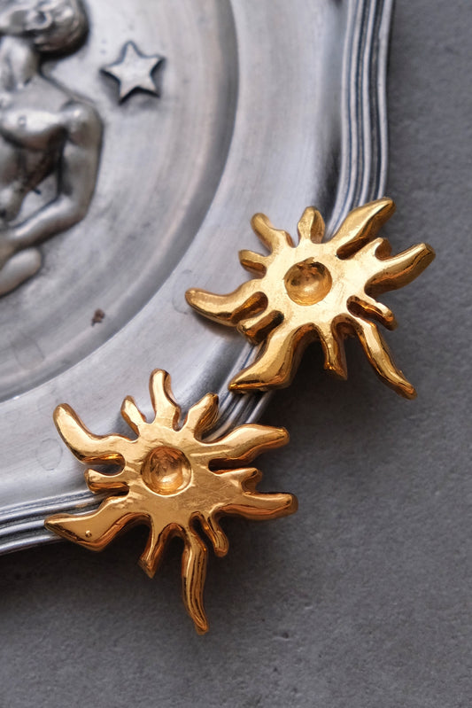 CHRISTIAN LACROIX Massive size Vintage sun ear clips statement earrings