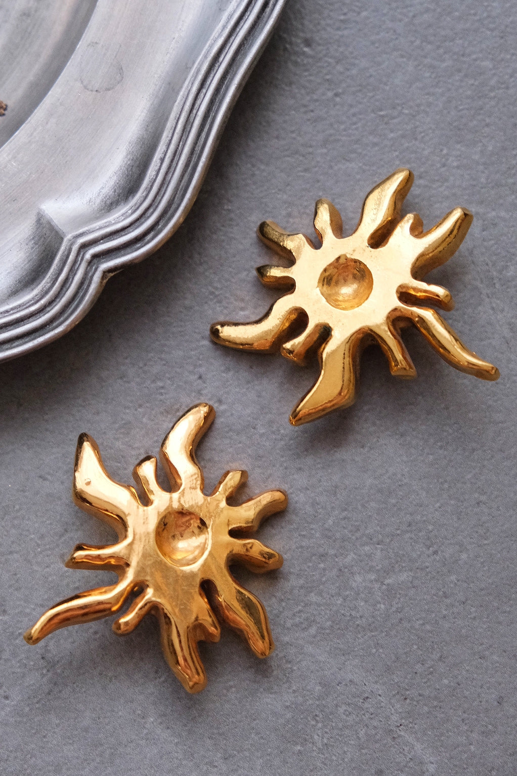 CHRISTIAN LACROIX Massive size Vintage sun ear clips statement earrings