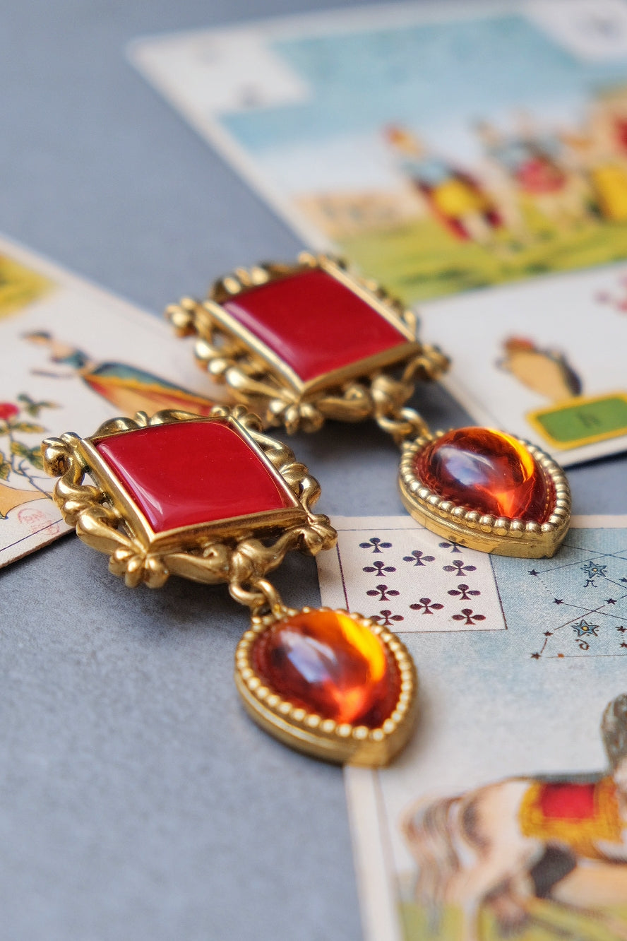 Yves Saint Laurent YSL vintage baroque dangle Earclips