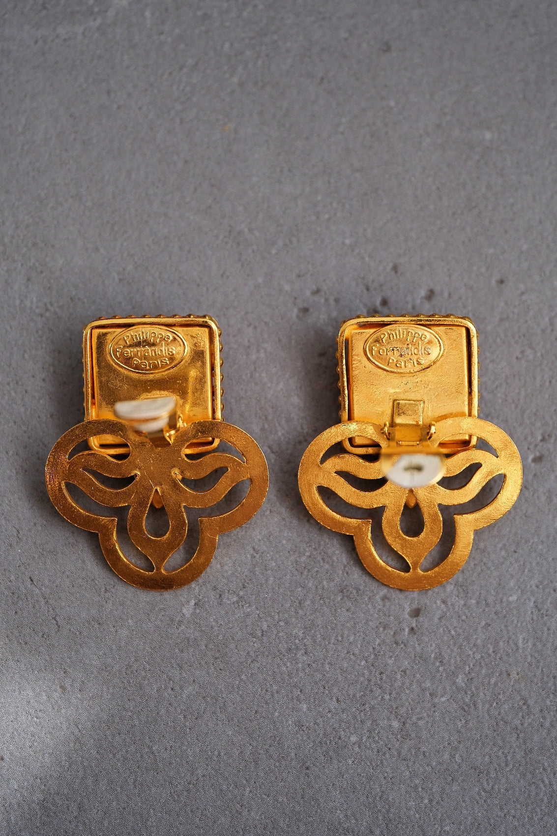 Philippe Ferrandis Vintage Red Glass Statement Ear Clips