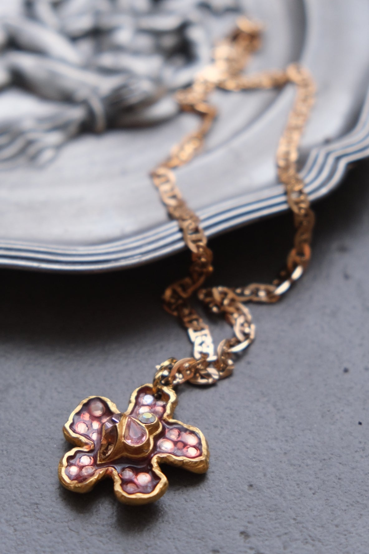 CHRISTIAN LACROIX Vintage Flower Chain Necklace