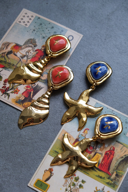 Edouard Rambaud Starfish / Seasnail Statement Vintage Ear clips Statemenr Earrings