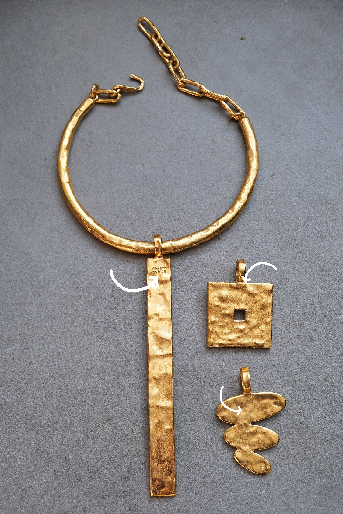 BICHE DE BERE massive chocker/necklaces set vintage necklace with three pendants